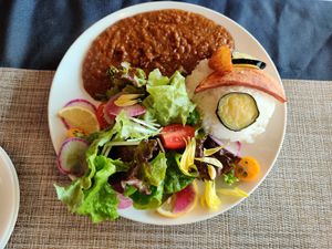 Seasonal vegan curry rice at Peace Kawaguchiko in Yamanashi