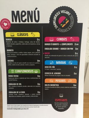 The Menu... also available in English :) at Changarrito Vegano in Valle De Bravo