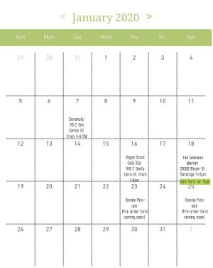 Jan 2020 Pop Up Schedule: More details on their website under 'location' at Vegan Veganos - Food Truck in San Jose