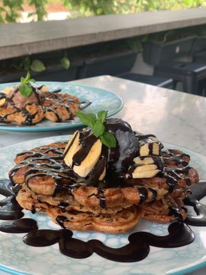 gf waffles with ice cream of choice at Terra in 