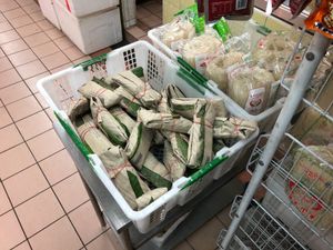 Freshly made tempeh. 40 cents each at Noodle Stall in North Singapore