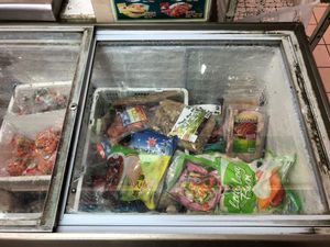 Frozen vegetarian mock meat at Noodle Stall in North Singapore