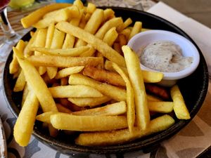 Fries with truffle mayo at Seashells Healthy Living in Limassol