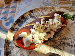 Seriously stupid hot dog at Seashells Healthy Living in Limassol