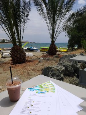 Smoothie with a view at Seashells Healthy Living in Limassol