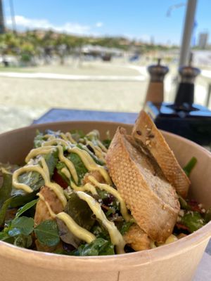 Vegan Caesar salad at Seashells Healthy Living in Limassol