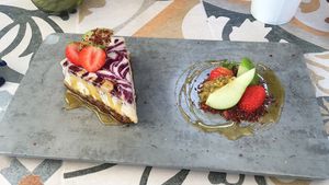 Cashew-based Cheesecake with Berries at Seashells Healthy Living in Limassol