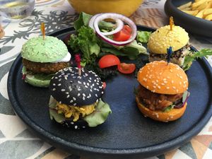 4 mini-burgers – The best one with red lentils. at Seashells Healthy Living in Limassol