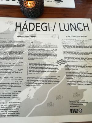 The lunch menu 2 at Narfeyrarstofa in Stykkisholmur