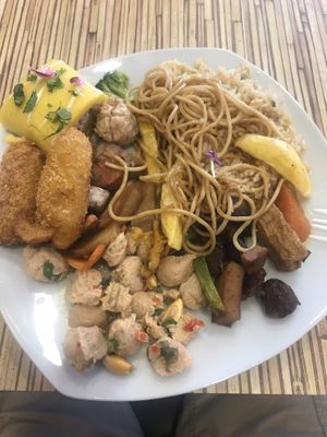 Excellent food! My whole plate cost about s/15. They had vegan ceviche, causa, fried “shrimp” and so many more options. Came with a bowl of soup.  at Loving Hut - Jiron Carabaya in Lima