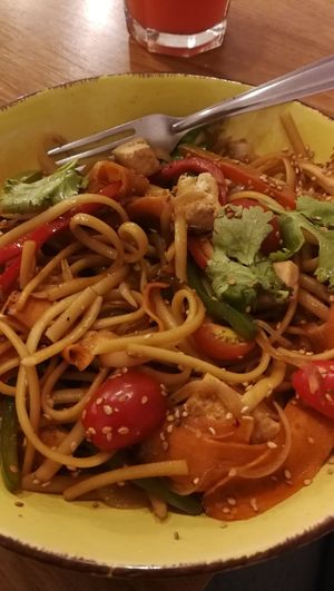 Vegan wok at Bolivian Green Kitchen in La Paz