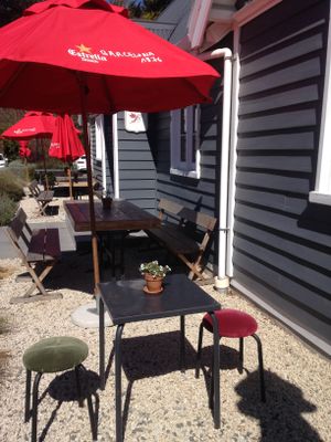 Front tables for a sunny lunch! at The Bicycle Thief in Christchurch