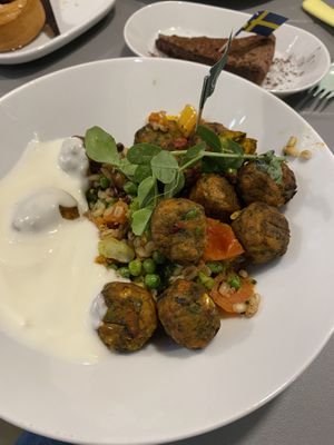Vegan Vegetable balls w plant based yoghurt  at IKEA in Aalborg