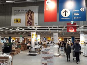 IKEA in Aalborg, Denmark. On the way out they offer a vegan hot dog for just €1.35. at IKEA in Aalborg