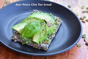 Avo-Chia flatbread with hemp basil pesto at Tivoni Vegan Kitchen & Bakery in Lancaster