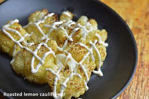 Roasted lemon cauliflower with tahini dressing at Tivoni Vegan Kitchen & Bakery in Lancaster