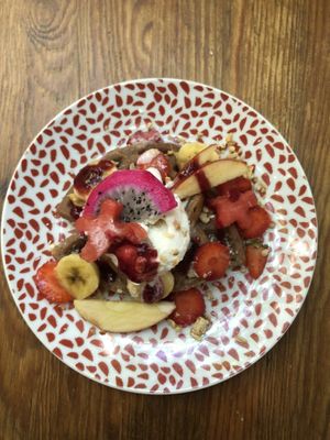 Vegan waffles at Wakanda in Tenerife