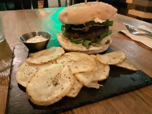 Portobello mushrooms + black beans burger at Wakanda in Tenerife