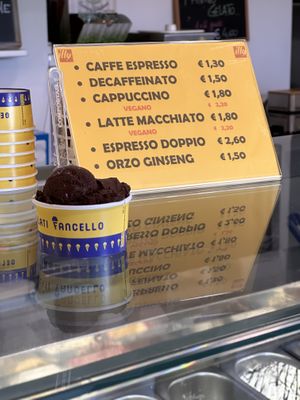 vegan coffee  at Gelateria Fancello in Dorgali