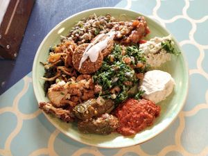 The "Vegan Stuff" plate for 105 SEK at Tabbouli Street in Stockholm