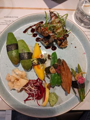 Nine pieces of vegan sushi. at Tokyo Diner in Stockholm