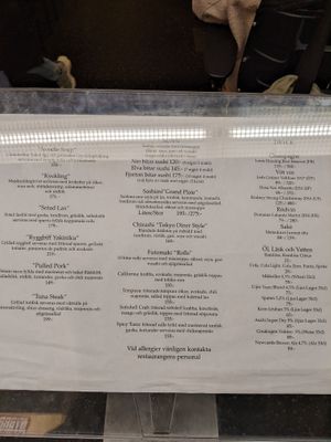 The menu. at Tokyo Diner in Stockholm