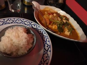 Vegetables and tofu and rice at Ban Thai in Reykjavik