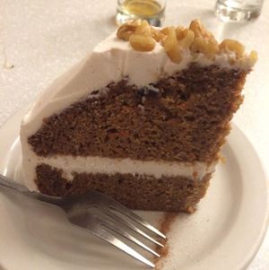 Incredible carrot cake at Aux Vivres - St Laurent in Montreal