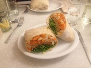 Mekong wrap with tempeh, omnomnom! at Aux Vivres - St Laurent in Montreal