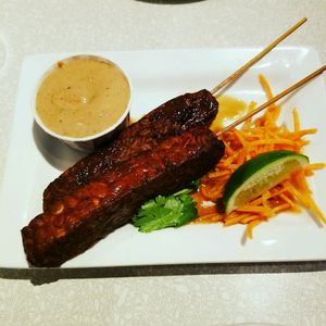 grilled tempeh at Aux Vivres - St Laurent in Montreal