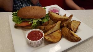 Burger at Aux Vivres - St Laurent in Montreal