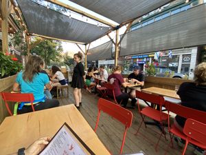 Outdoor patio dining  at Aux Vivres - St Laurent in Montreal