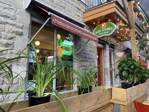 The front view   at Aux Vivres - St Laurent in Montreal