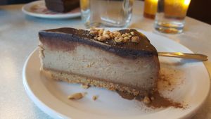 Chocolate and peanut cheesecake at Aux Vivres - St Laurent in Montreal