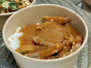Vegatsu seitan curry. Bad texture... at Wagamama in St Julians