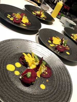 Beetroot vegan ricotta  at Ayarah in Roleystone