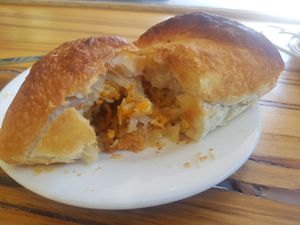 Vegan pastie at Apollo Bay Bakery in Apollo Bay