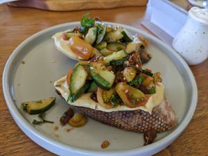 Hummus Olive Brucheta at I Am Vegan Babe in Canggu