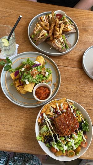 Babe club sandwich, taquitos and crispy chick salad   at I Am Vegan Babe in Canggu