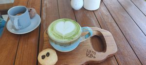 Matcha latte and double expresso at I Am Vegan Babe in Canggu