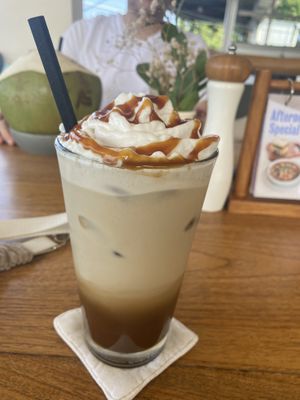 Caramel Latte with whipping creme  at I Am Vegan Babe in Canggu