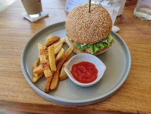 Buffalo burger at I Am Vegan Babe in Canggu