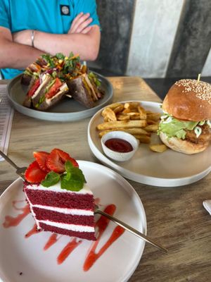 Club sandwich buffalo chick wing and velvet cake  #Veganuary at I Am Vegan Babe in Canggu