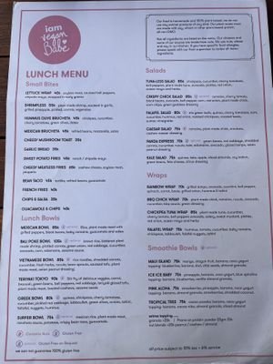 Lunch menu  at I Am Vegan Babe in Canggu