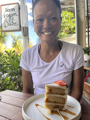 One happy little birthday vegan. Great place for a birthday celebration    at I Am Vegan Babe in Canggu