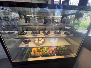 Not a great photo but there was a huge range of cakes etc  at I Am Vegan Babe in Canggu