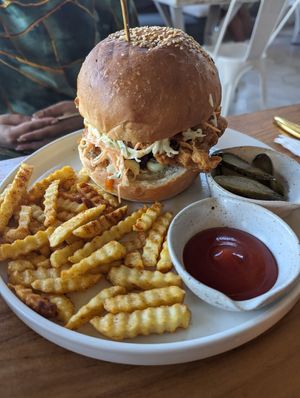 Buffalo burger at I Am Vegan Babe in Canggu