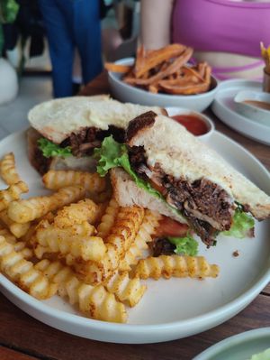 The meatless mushroom sandwich at I Am Vegan Babe in Canggu