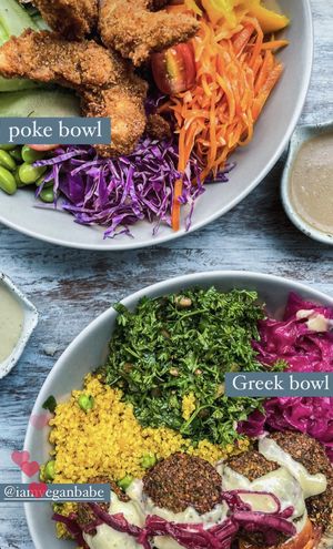 poke and Greek bowls  at I Am Vegan Babe in Canggu