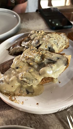 Mushroom broschette - yum!  at I Am Vegan Babe in Canggu